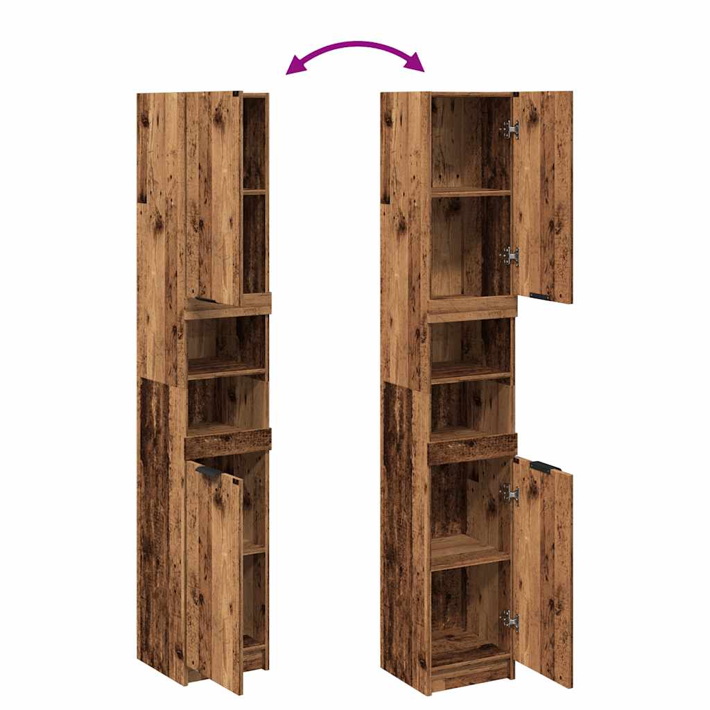 Bathroom Cabinet Old Wood 32x34x188.5 cm Engineered Wood