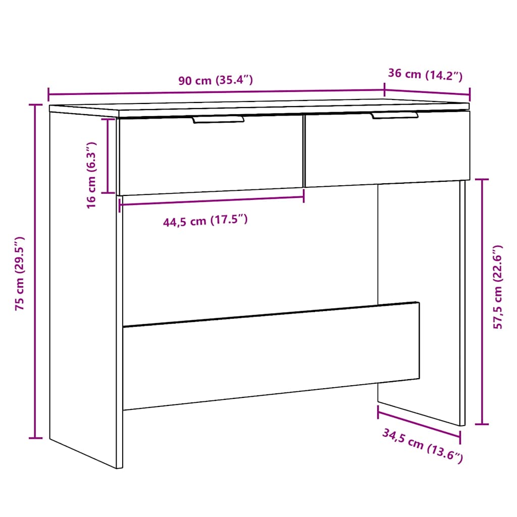 Console Table Old Wood 90x36x75 cm Engineered Wood