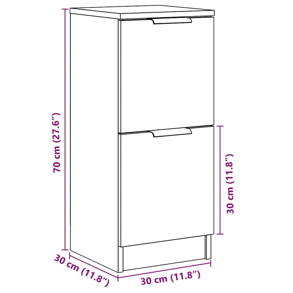 Sideboards 2 pcs Old Wood 30x30x70 cm Engineered Wood