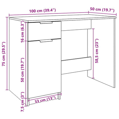 Desk Old Wood 100x50x75 cm Engineered Wood