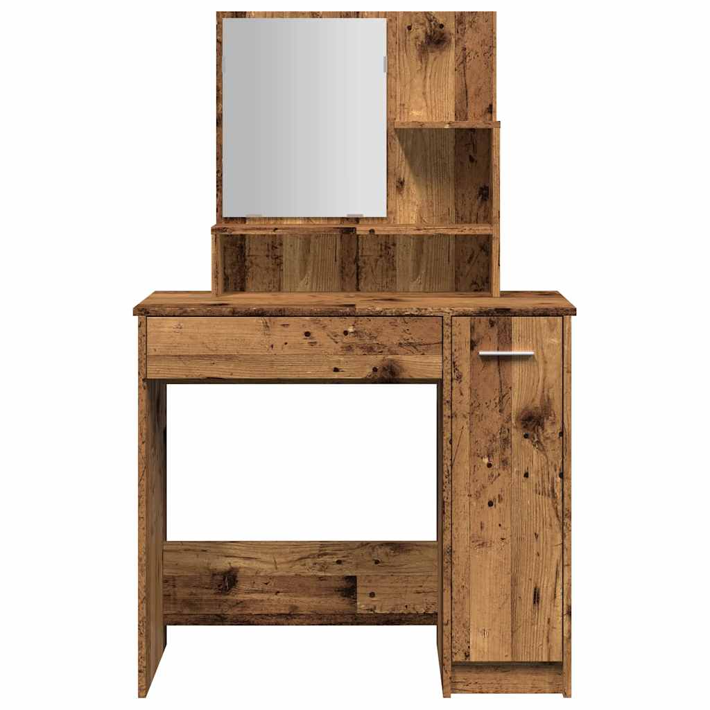 Dressing Table with Mirror Old Wood 86.5x35x136 cm