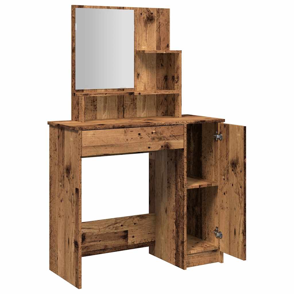 Dressing Table with Mirror Old Wood 86.5x35x136 cm