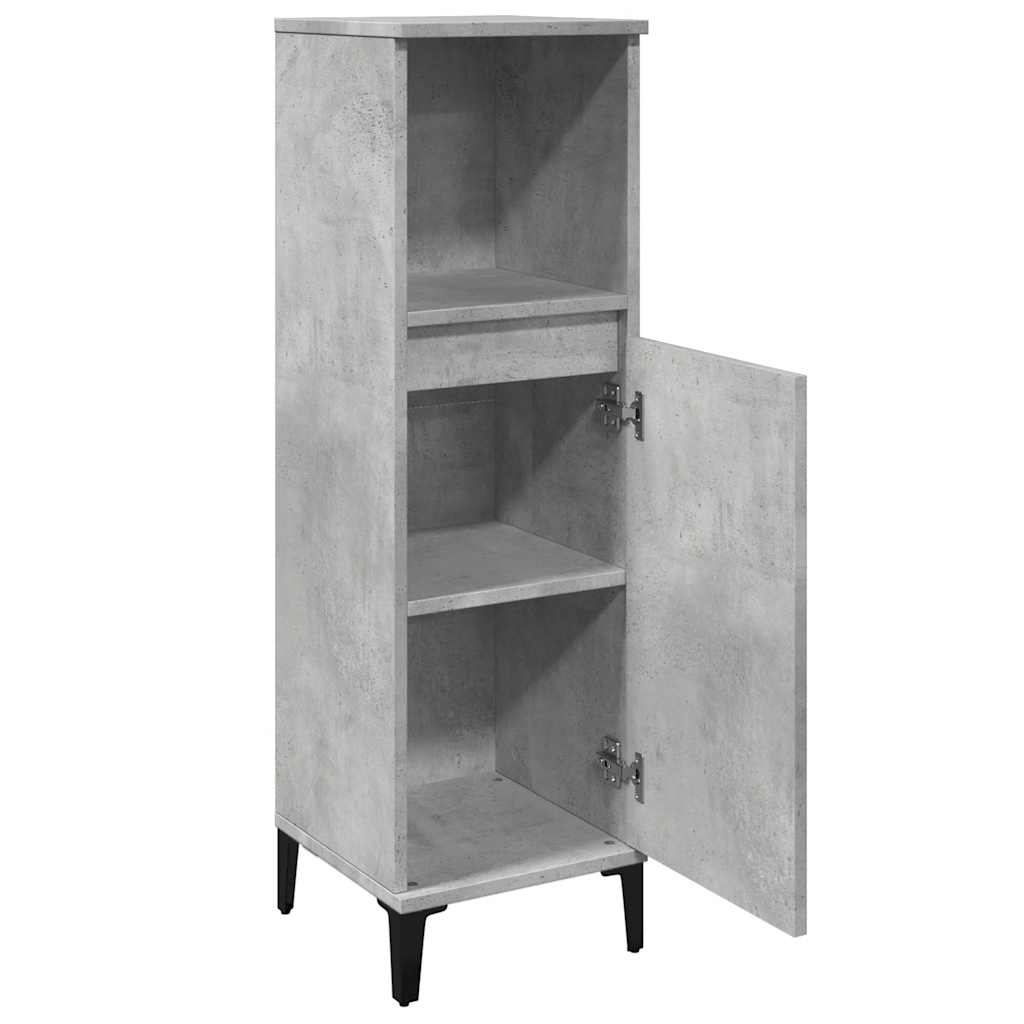 Bathroom Cabinet Concrete Grey 30x30x100 cm Engineered Wood