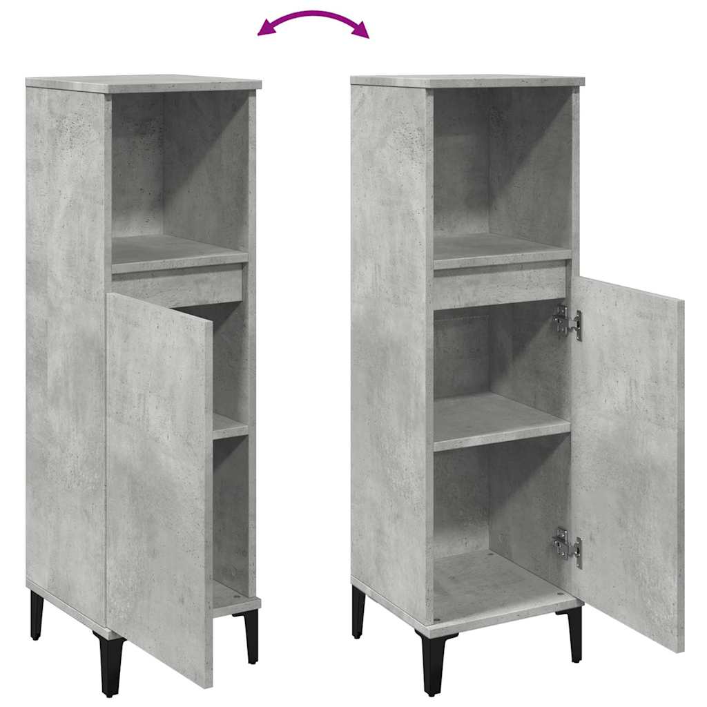 Bathroom Cabinet Concrete Grey 30x30x100 cm Engineered Wood