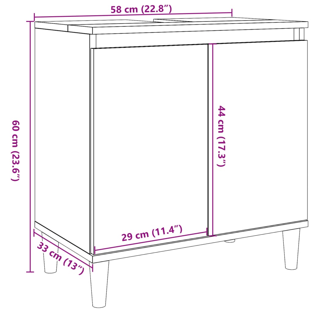 Sink Cabinet Concrete Grey 58x33x60 cm Engineered Wood