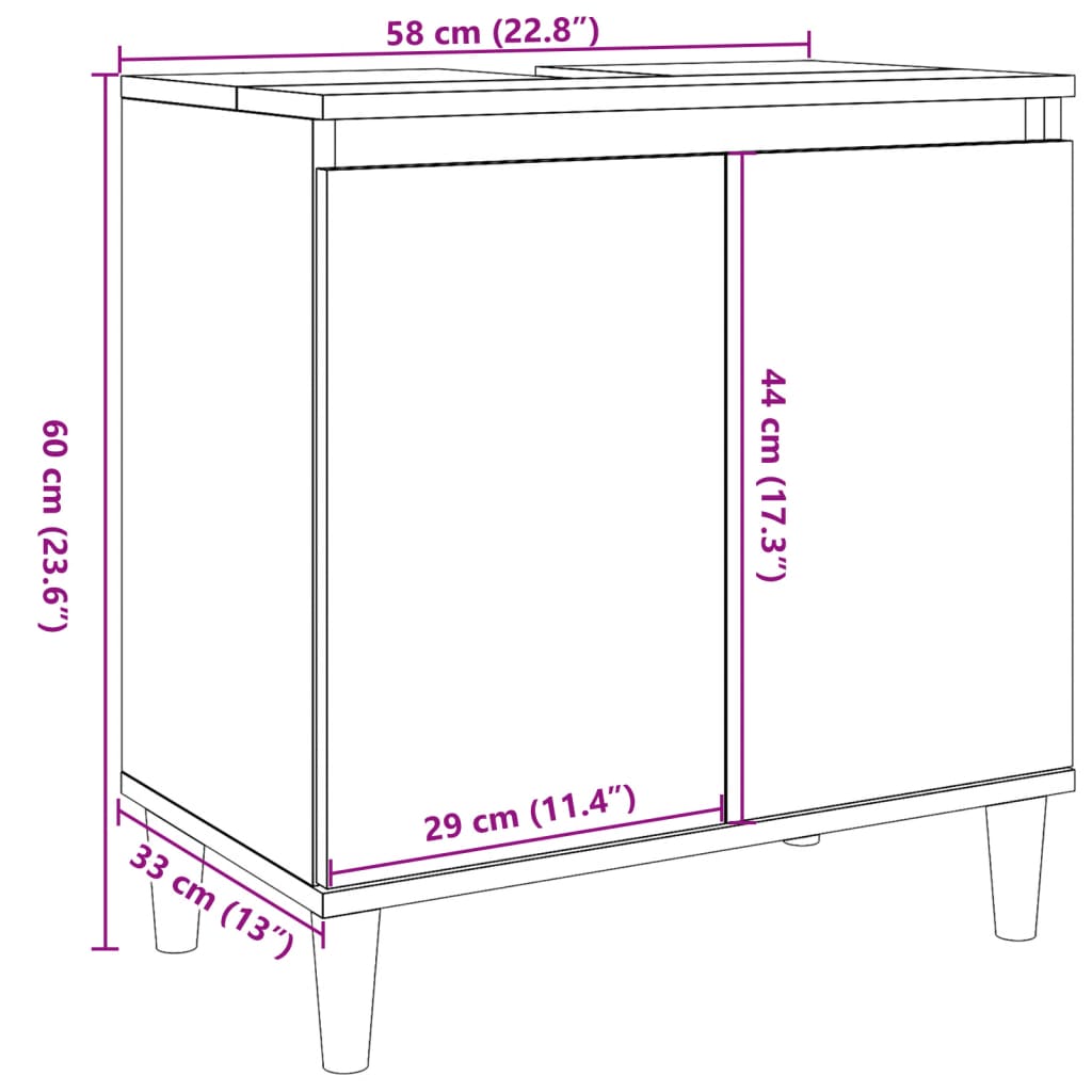 Sink Cabinet Old Wood 58x33x60 cm Engineered Wood