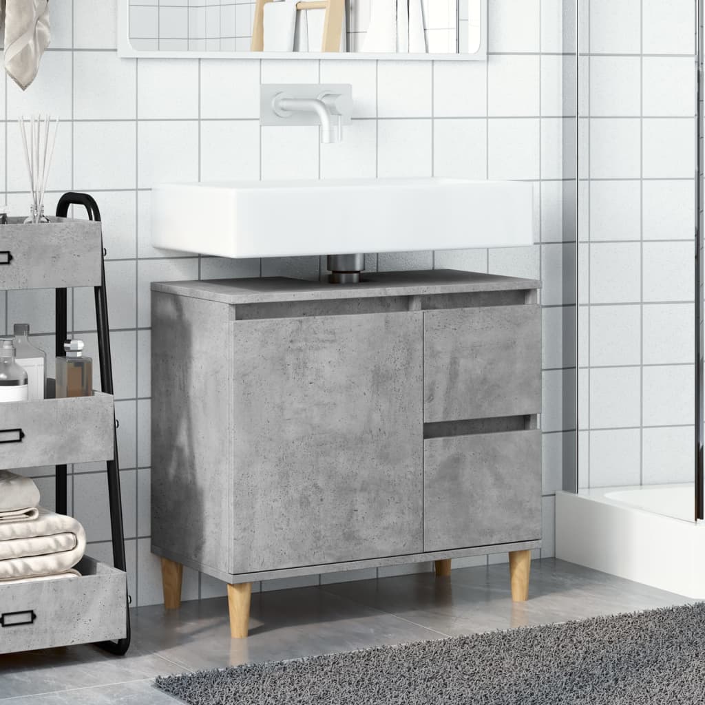 Sink Cabinet Concrete Grey 65x33x60 cm Engineered Wood