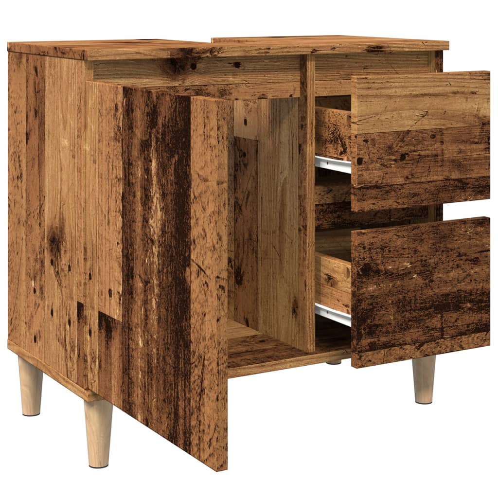 Sink Cabinet Old Wood 65x33x60 cm Engineered Wood