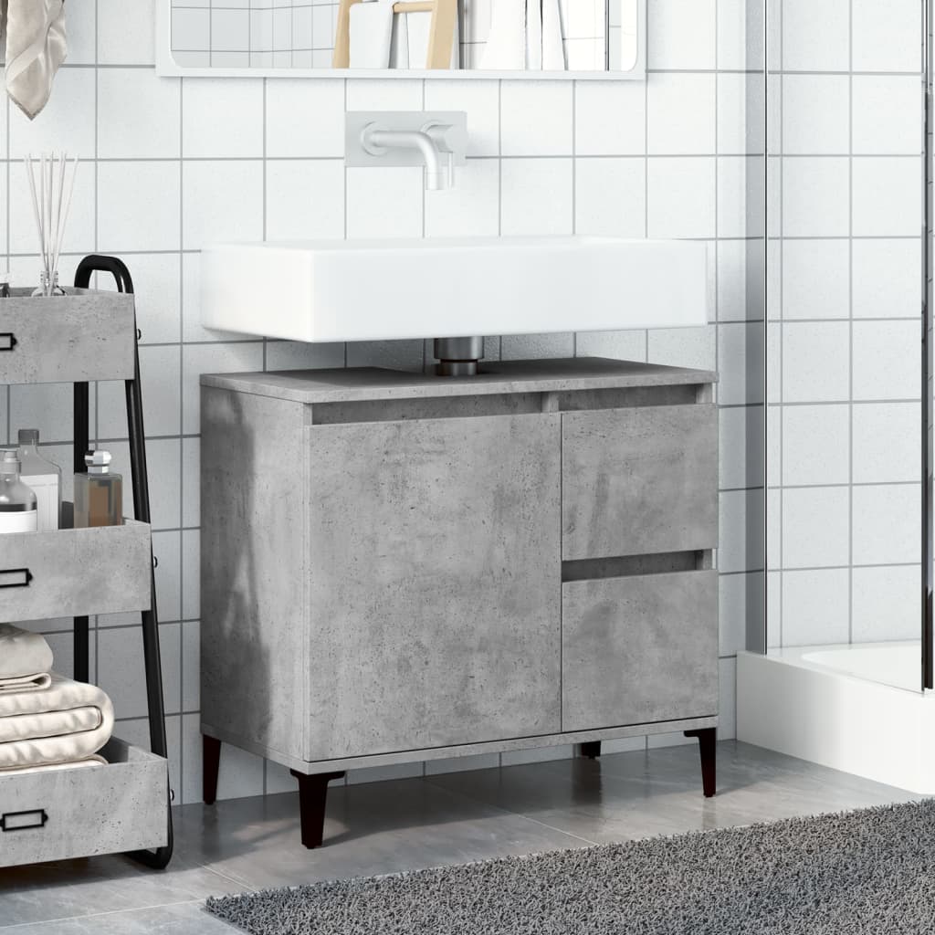 Sink Cabinet Concrete Grey 65x33x60 cm Engineered Wood