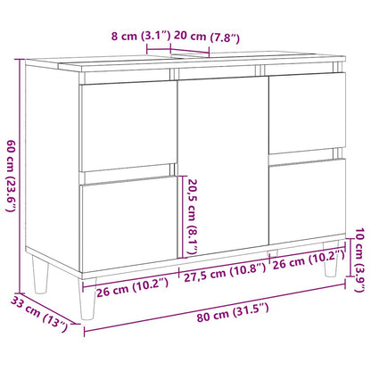 Sink Cabinet Concrete Grey 80x33x60 cm Engineered Wood