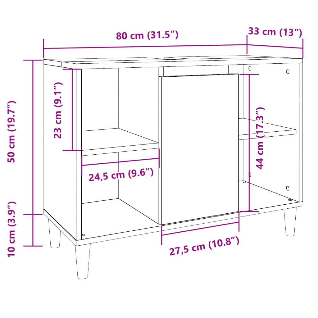 Bathroom Cabinet Concrete Grey 80x33x60 cm Engineered Wood