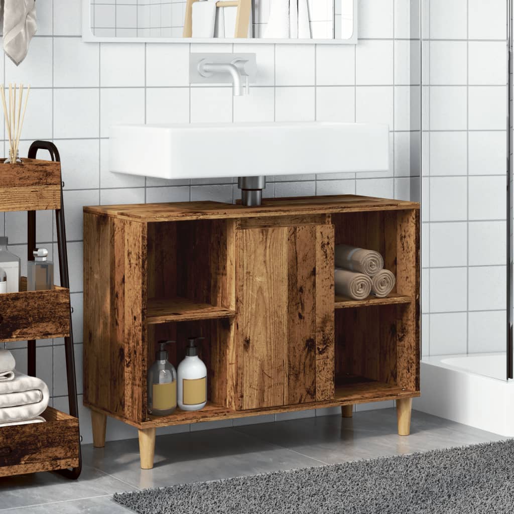 Bathroom Cabinet Old Wood 80x33x60 cm Engineered Wood