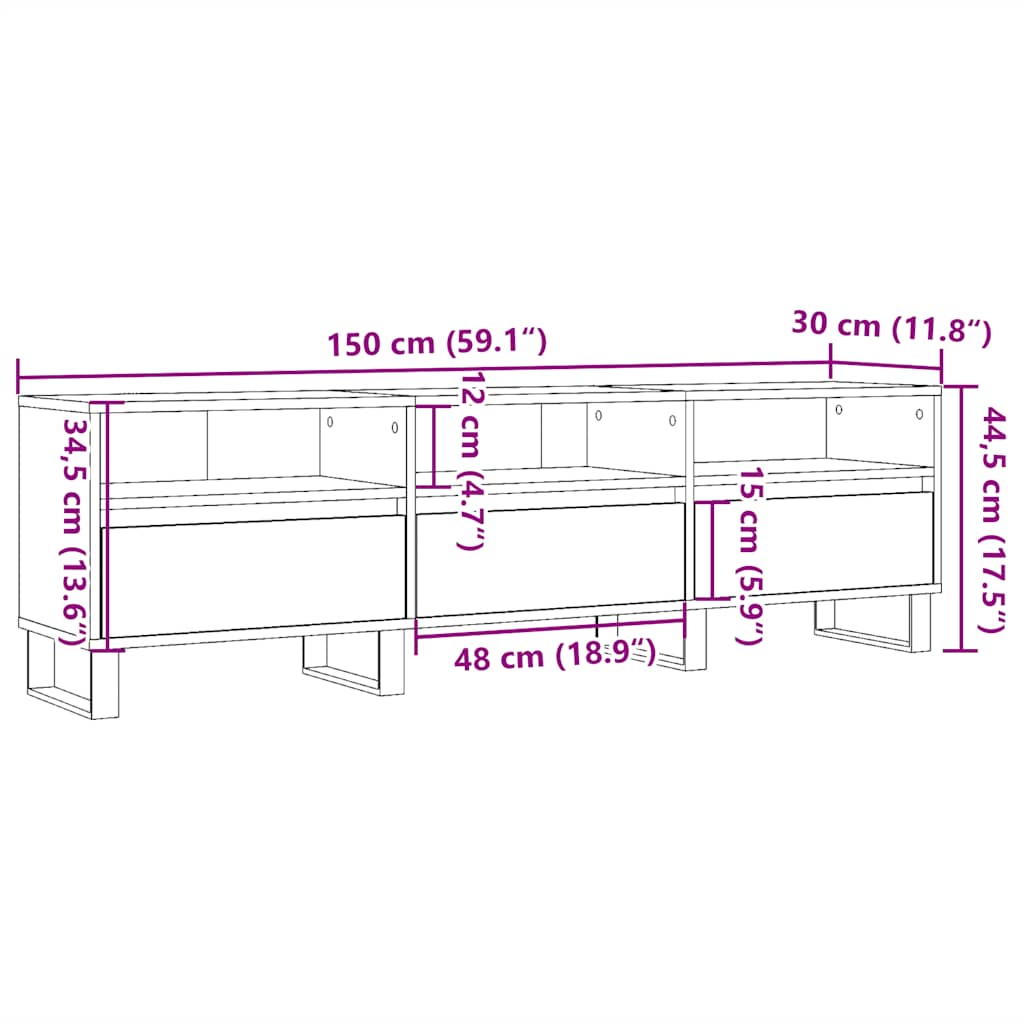 TV Cabinet Old Wood 150x30x44.5 cm Engineered Wood