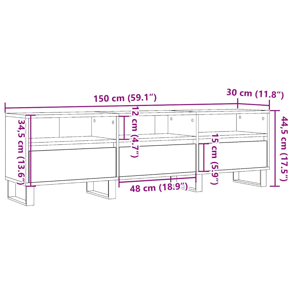 TV Cabinet Artisan Oak 150x30x44.5 cm Engineered Wood