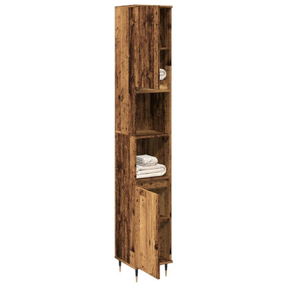 Bathroom Cabinet Old Wood 30x30x190 cm Engineered Wood