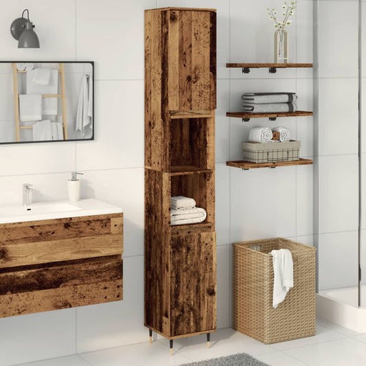 Bathroom Cabinet Old Wood 30x30x190 cm Engineered Wood