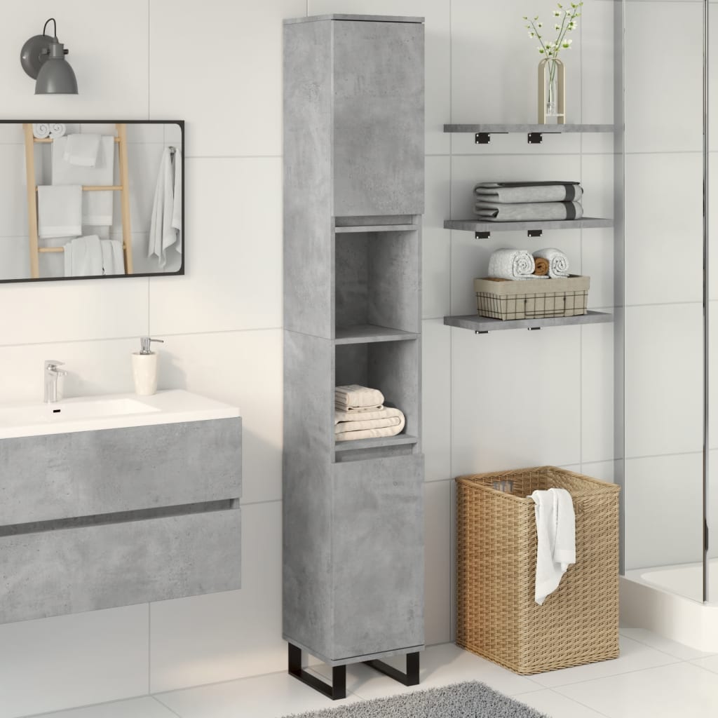 Bathroom Cabinet Concrete Grey 30x30x190 cm Engineered Wood