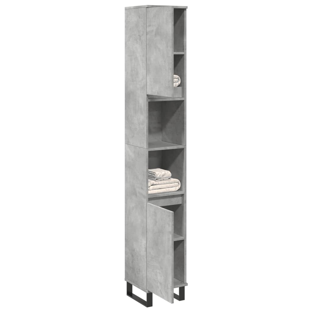 Bathroom Cabinet Concrete Grey 30x30x190 cm Engineered Wood