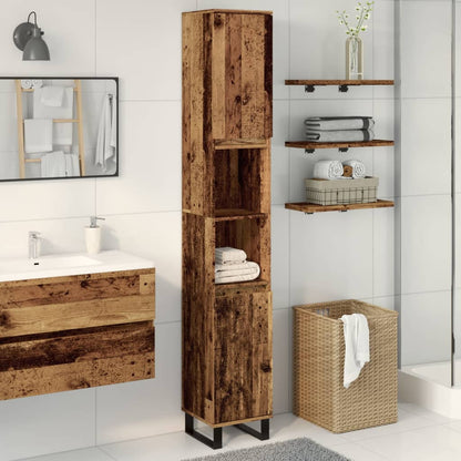 Bathroom Cabinet Old Wood 30x30x190 cm Engineered Wood