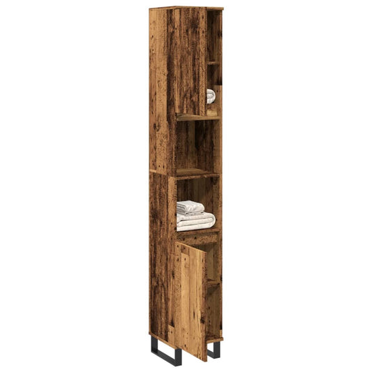 Bathroom Cabinet Old Wood 30x30x190 cm Engineered Wood