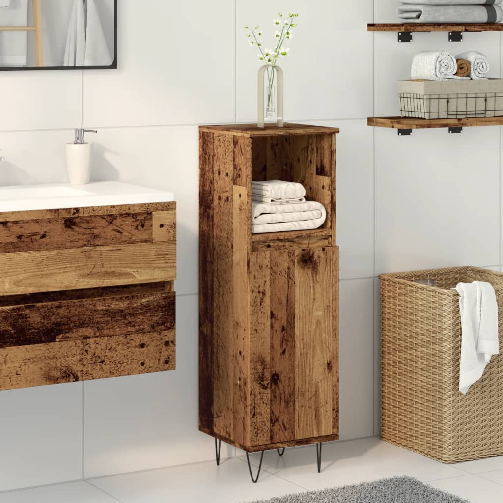 Bathroom Cabinet Old Wood 30x30x100 cm Engineered Wood