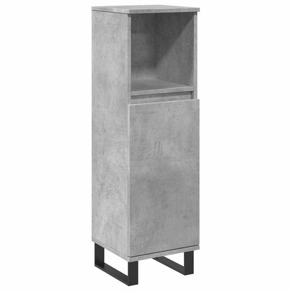 Bathroom Cabinet Concrete Grey 30x30x100 cm Engineered Wood