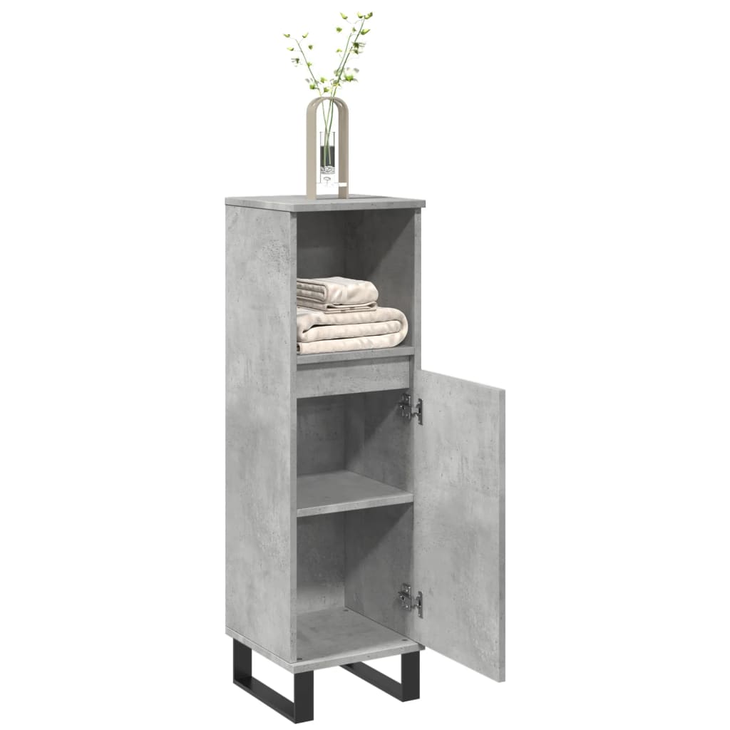 Bathroom Cabinet Concrete Grey 30x30x100 cm Engineered Wood