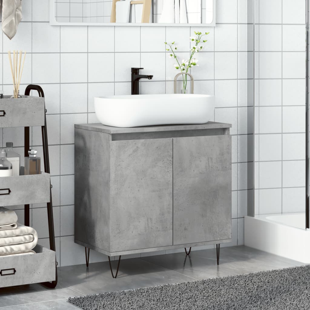 Bathroom Cabinet Concrete Grey 58x33x60 cm Engineered Wood