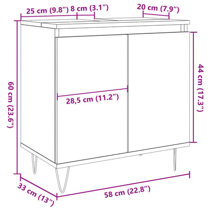 Bathroom Cabinet Old Wood 58x33x60 cm Engineered Wood