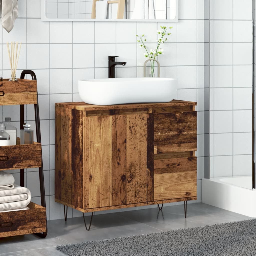 Sink Cabinet Old Wood 65x33x60 cm Engineered Wood