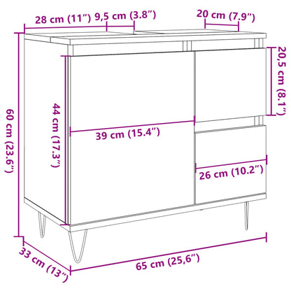 Sink Cabinet Old Wood 65x33x60 cm Engineered Wood