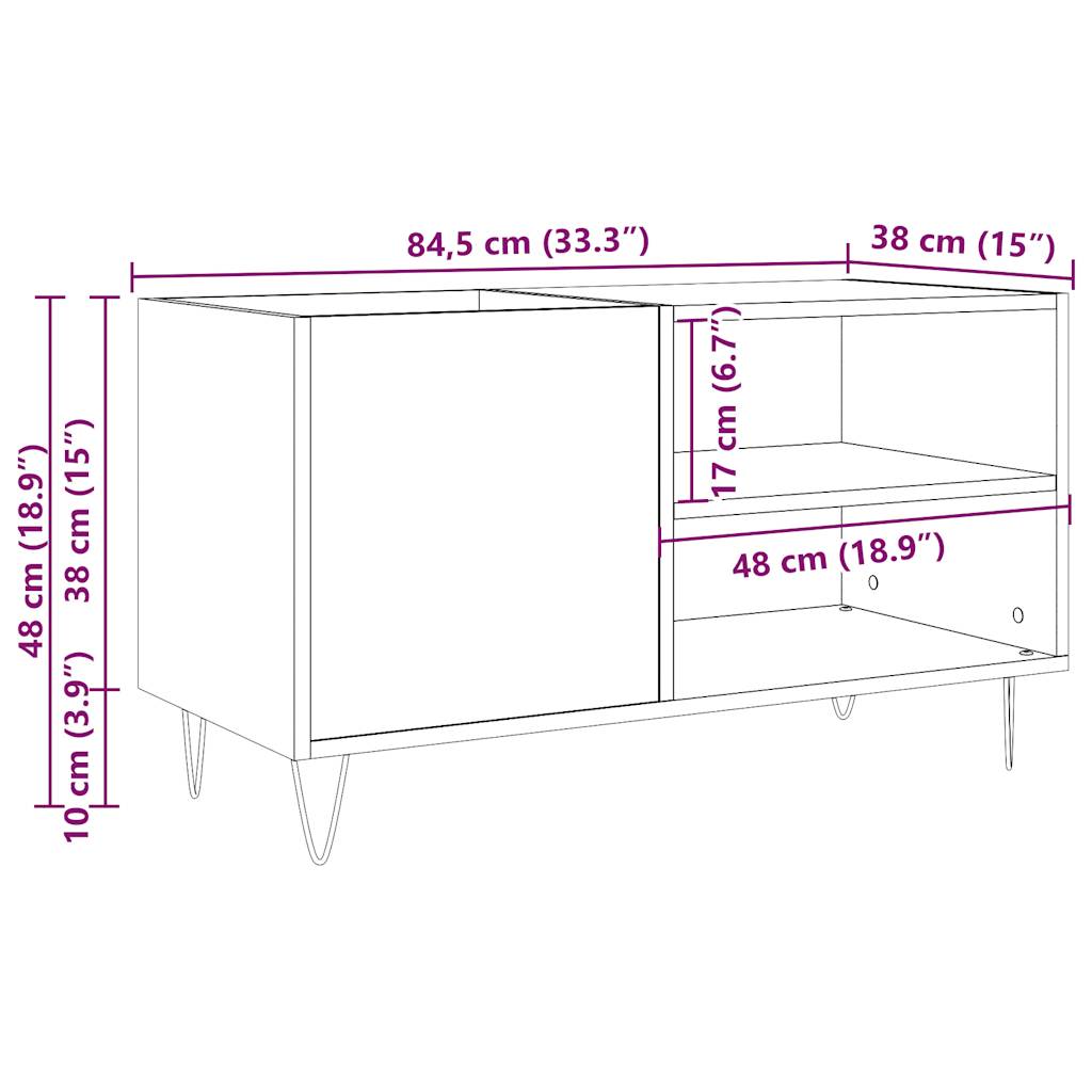 Record Cabinet Old Wood 84.5x38x48 cm Engineered Wood