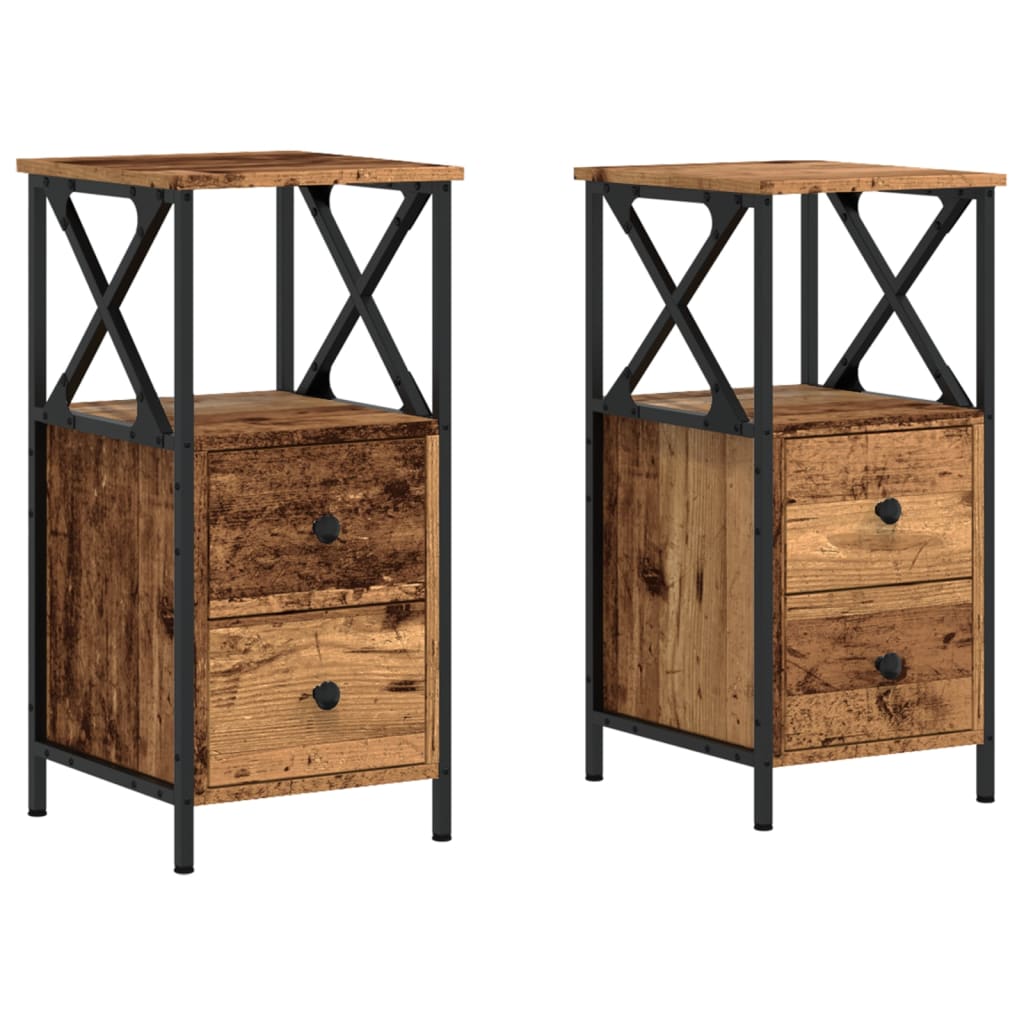 Bedside Cabinets 2 pcs Old Wood 34x35.5x70 cm Engineered Wood