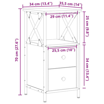 Bedside Cabinets 2 pcs Old Wood 34x35.5x70 cm Engineered Wood