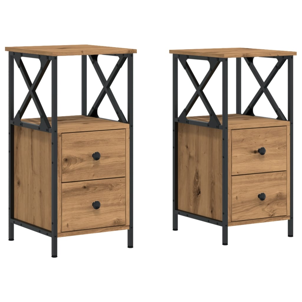 Bedside Cabinets 2 pcs Artisan Oak 34x35.5x70 cm Engineered Wood