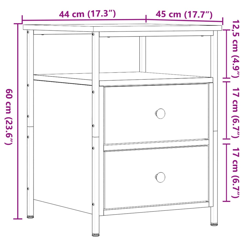 Bedside Cabinets 2 pcs Old Wood 44x45x60 cm Engineered Wood