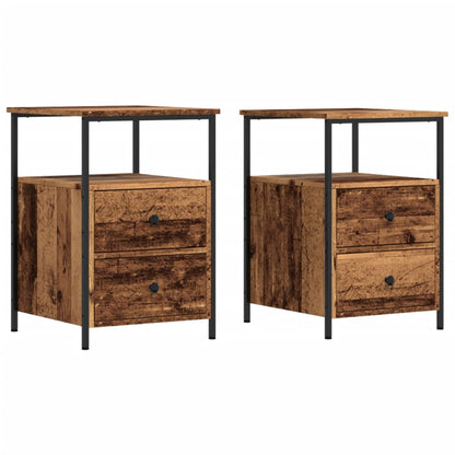 Bedside Cabinets 2 pcs Old Wood 34x35.5x50 cm Engineered Wood