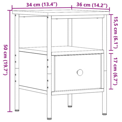 Bedside Cabinets 2 pcs Old Wood 34x36x50 cm Engineered Wood