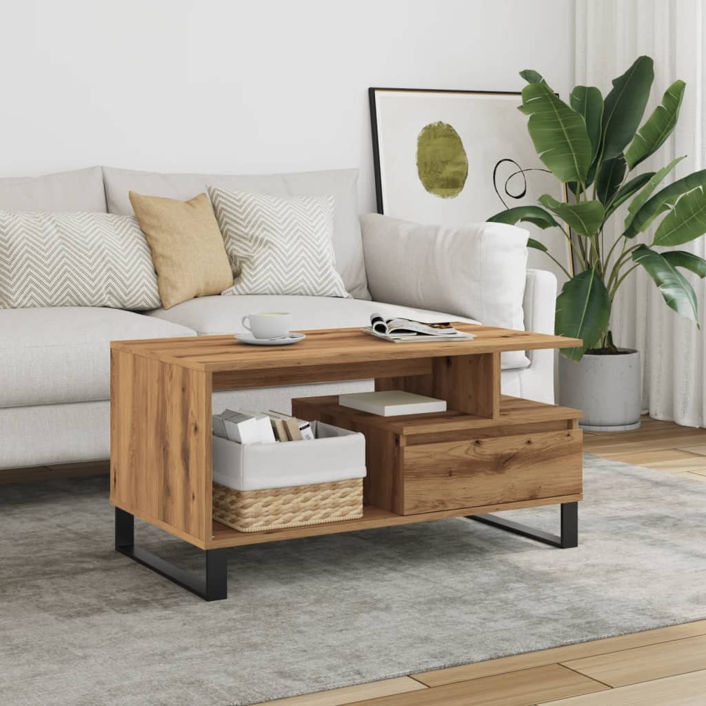 Coffee Table Artisan Oak 90x49x45 cm Engineered Wood