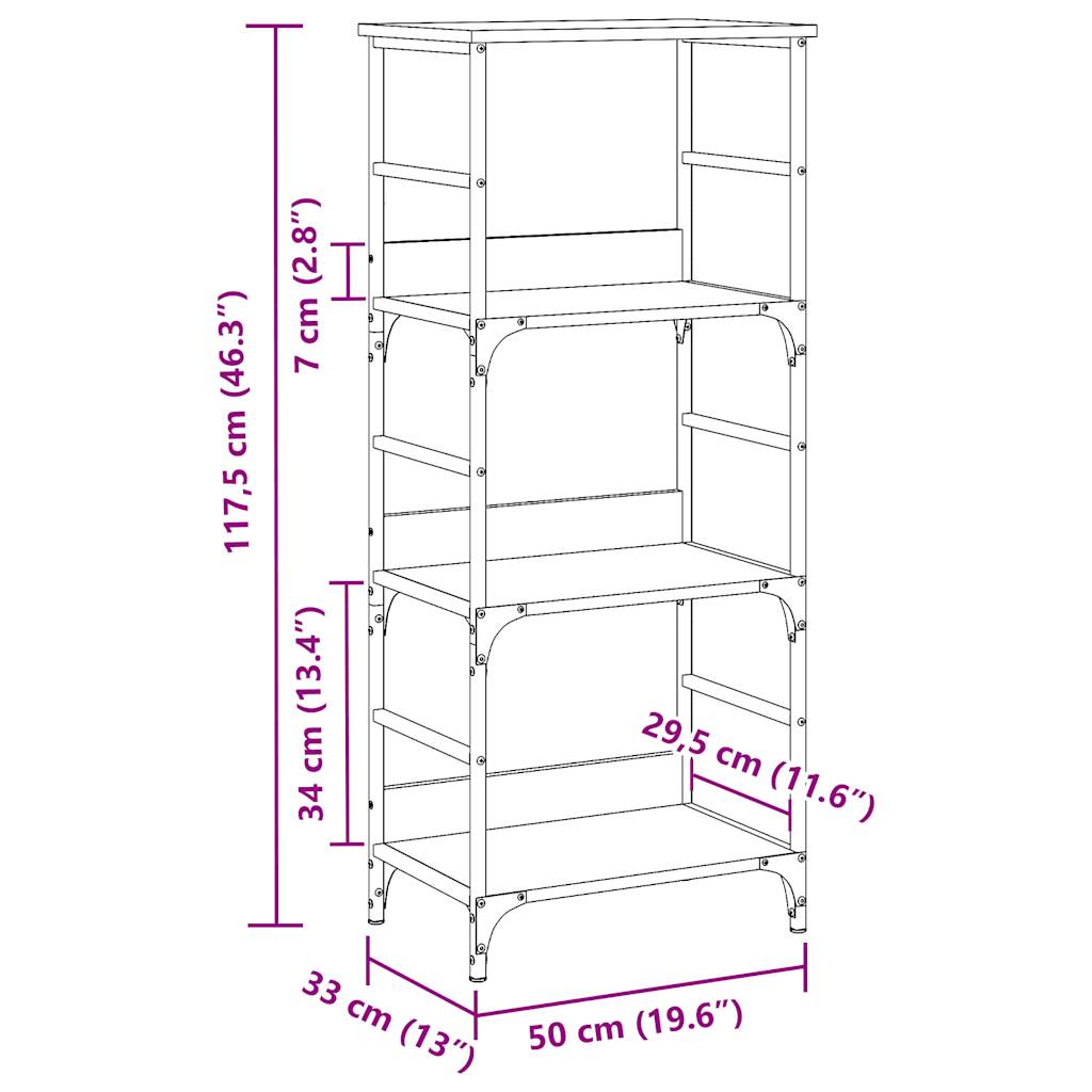 Book Cabinet Old Wood 50x33x117.5 cm Engineered Wood