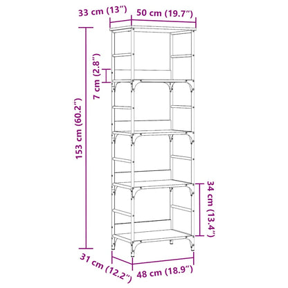 Book Cabinet Old Wood 50x33x153 cm Engineered Wood