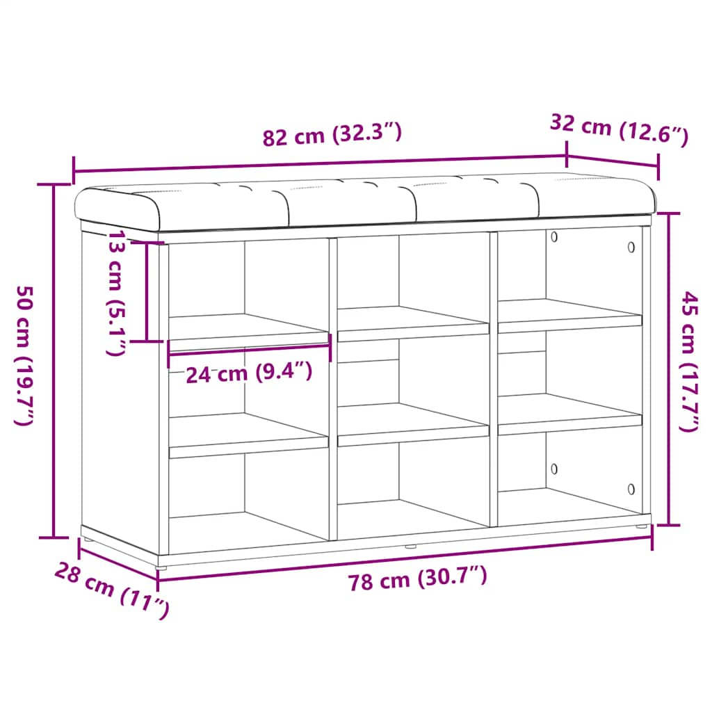 Shoe Bench Old Wood 82x32x50 cm Engineered Wood