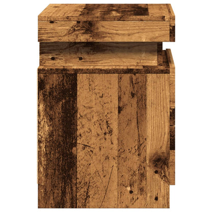 Bedside Cabinet with LED Old Wood 35x39x55 cm Engineered Wood