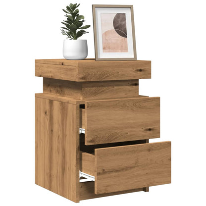 Bedside Cabinets with LED 2 pcs Artisian Oak 35x39x55 cm Engineered Wood