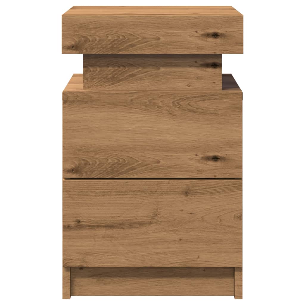 Bedside Cabinets with LED 2 pcs Artisian Oak 35x39x55 cm Engineered Wood