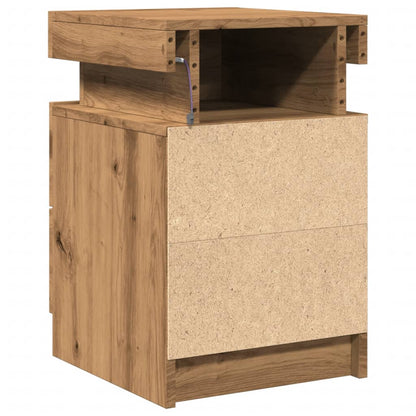 Bedside Cabinets with LED 2 pcs Artisian Oak 35x39x55 cm Engineered Wood