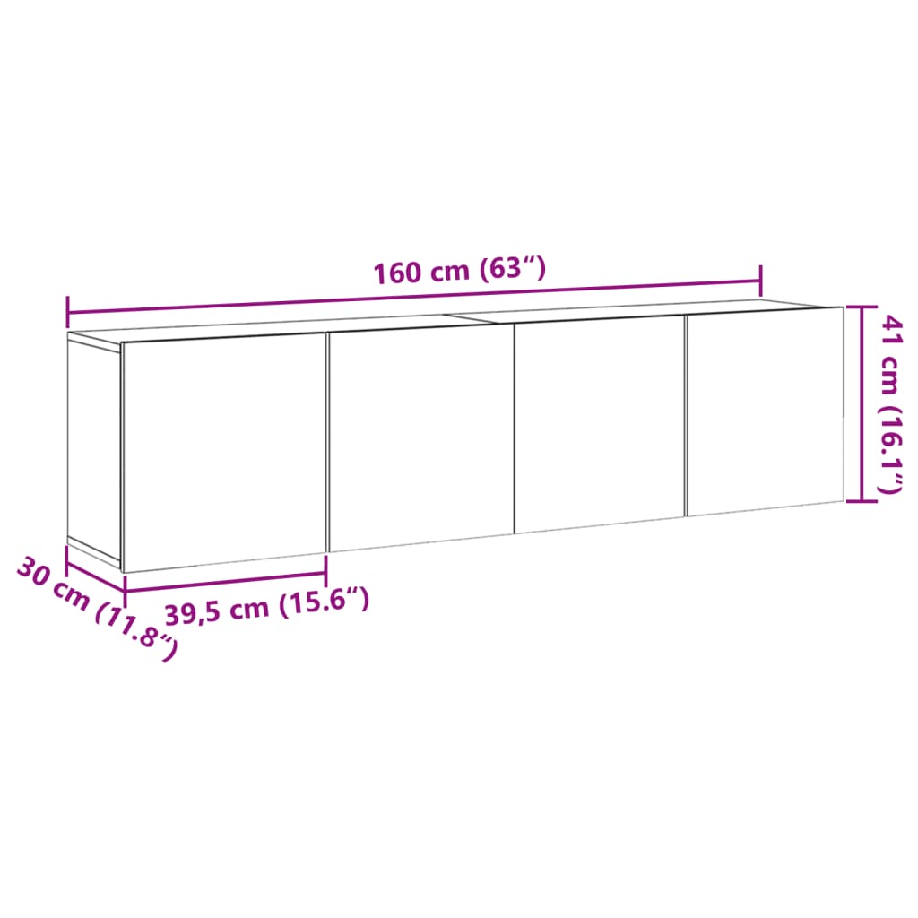 TV Cabinets Wall-mounted 2 pcs Old Wood 80x30x41 cm