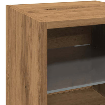 TV Wall Cabinets with LED Lights 2 pcs Artisan Oak 30x28.5x30 cm