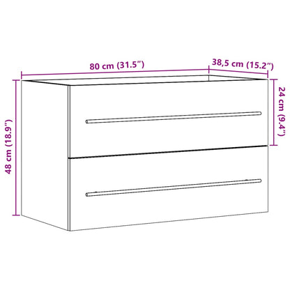Sink Cabinet Concrete Grey 80x38.5x48 cm Engineered Wood