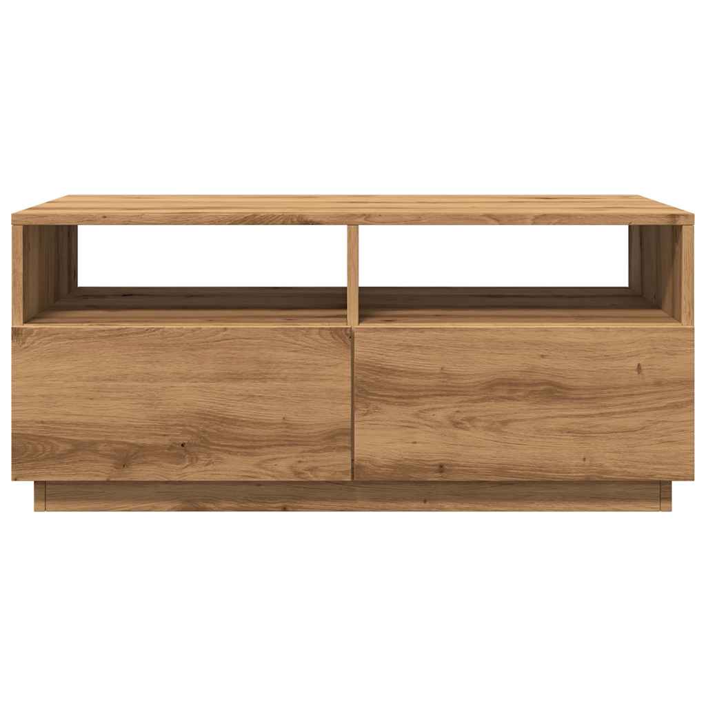 Coffee Table with LED Lights Artisan Oak 90x49x40 cm